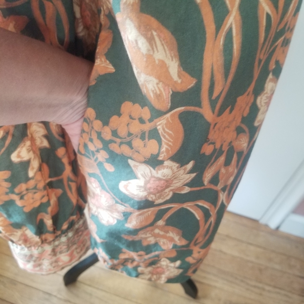 FREE PEOPLE Floral Gardens Forest Combo Button Front Pockets Shirt Large - Picture 4 of 10